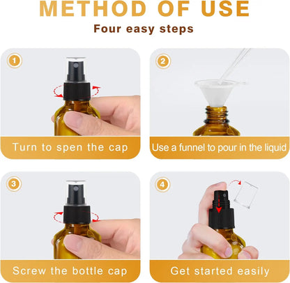 Amber Glass Spray Bottles – 5ml-100ml Travel Refillable Perfume & Essential Oil Atomizer