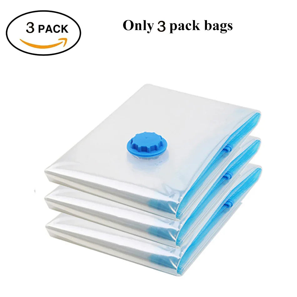 Vacuum Storage Bags for Clothes — Wardrobe Organizer Space-Saving Seal Bags for Pillows, Bedding & Blankets