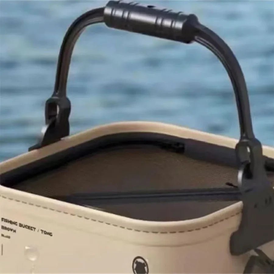 Foldable Portable EVA Fishing Bucket – Live Fish Net with Rope for Outdoor and Home Use