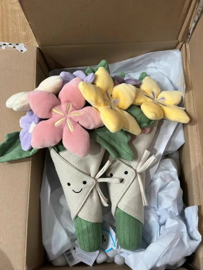Holding Flowers Plush Toy – Eternal Flower Bouquet Gift for Proposal, Graduation, Valentine's & Birthday
