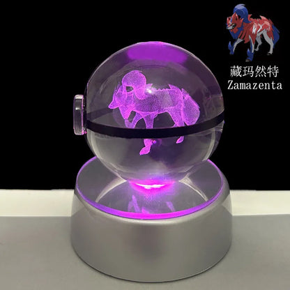 Pokémon 3D Crystal Ball LED Night Light – Pikachu Gengar Eevee Mewtwo Pokéball Base Lamp Kids Birthday & Home Decor Gift