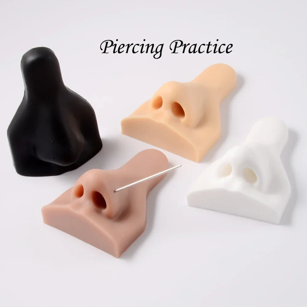 Soft Silicone Ear Nose Mouth Practice Model – Tattoo & Piercing Jewelry Display Stand with Acrylic Earring Holder Kit for Training & Showcase
