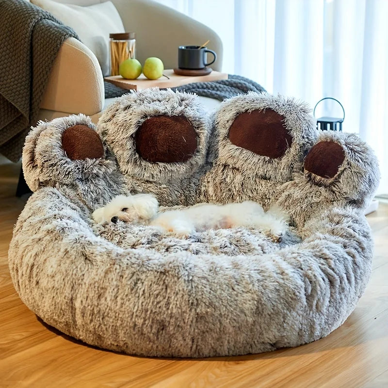 Cute Bear Paw Shape Pet Bed – Soft Fluffy Dog & Cat Sofa Cushion Sleeping Bed for Small, Medium & Large Pets Comfortable Cozy Pet Mattress