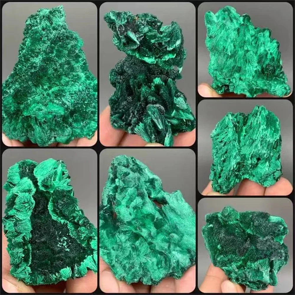 Natural Green Malachite Raw Crystal — Rough Stone Cube Mineral Specimen for Collecting & Home Garden Décor