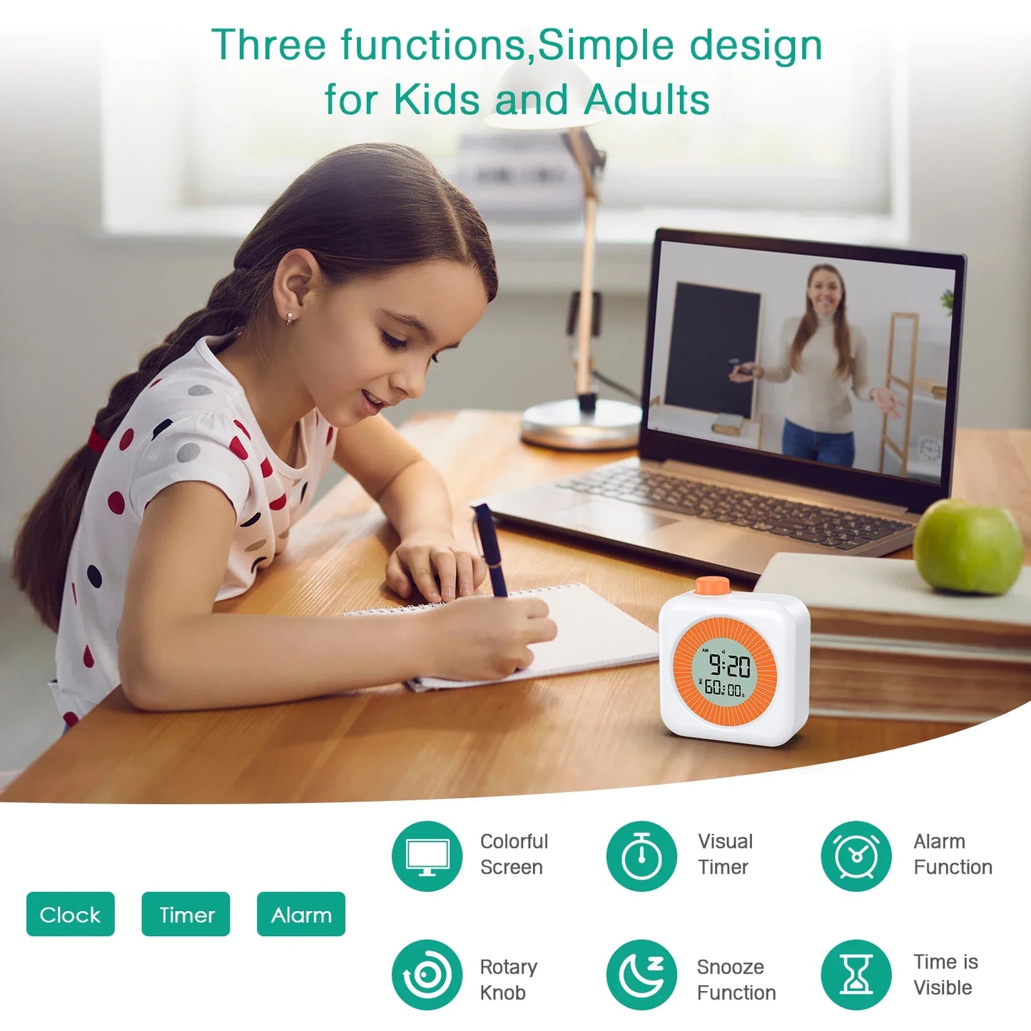 ORIA 60-Minute Digital Visual Timer – Countdown Stopwatch with Alarm for Homeschool & Teaching Supplies