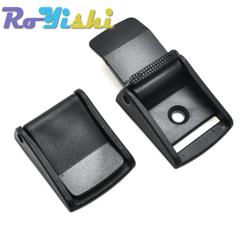 Plastic Cam Buckle Toggle Clips – Black Adjustable Backpack Strap Webbing Buckles (5/8”–2” Sizes)