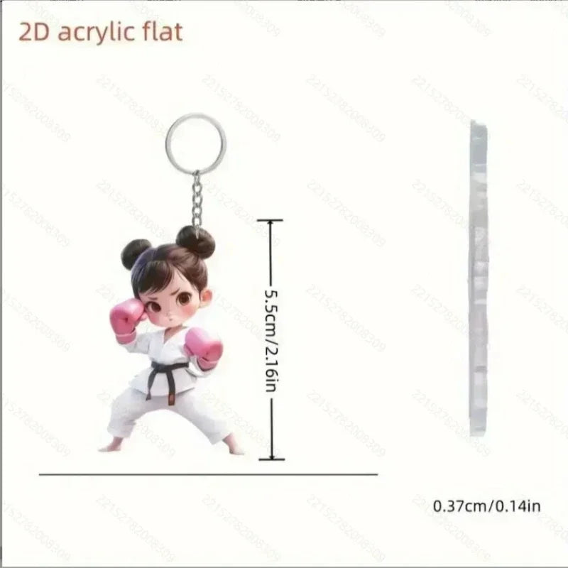 2D Flat Taekwondo Kung Fu Acrylic Keychain – Car Rearview Mirror and Backpack Pendant Accessory Gift