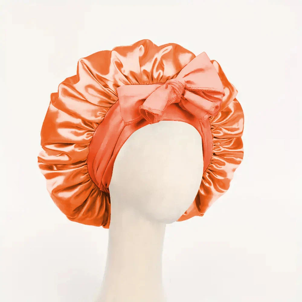 Satin Silk Bonnet – Adjustable Sleeping Hair Bonnet with Tie Band for Women & Men