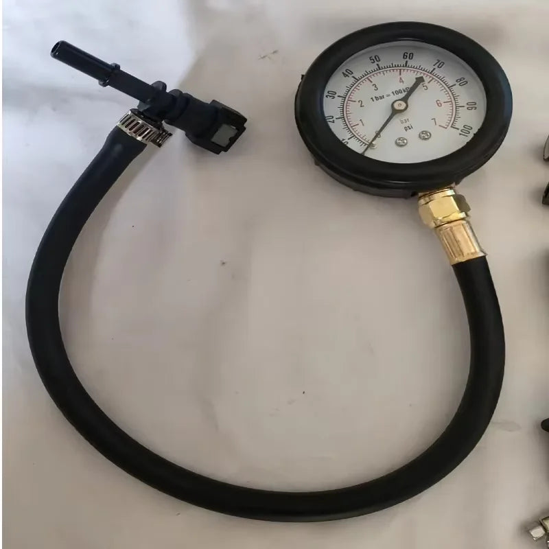 Car & Motorcycle Fuel Pressure Gauge Tester – 0-100 PSI Gasoline System Tool with Valve, 63mm/78.9mm/94.9mm
