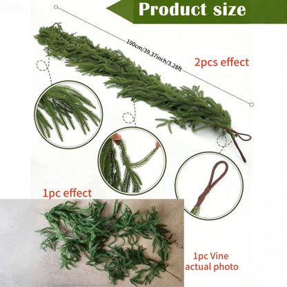 Artificial Norfolk Pine Christmas Wreath – Fake Green Garland for Front Door, Walls, Porches, Home & Xmas Decoration