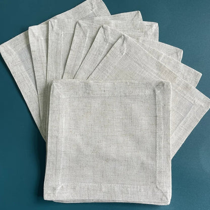 12PCS White Cocktail Napkins - Hemstitch Cotton Linen Dinner Napkins for Party & Wedding Table