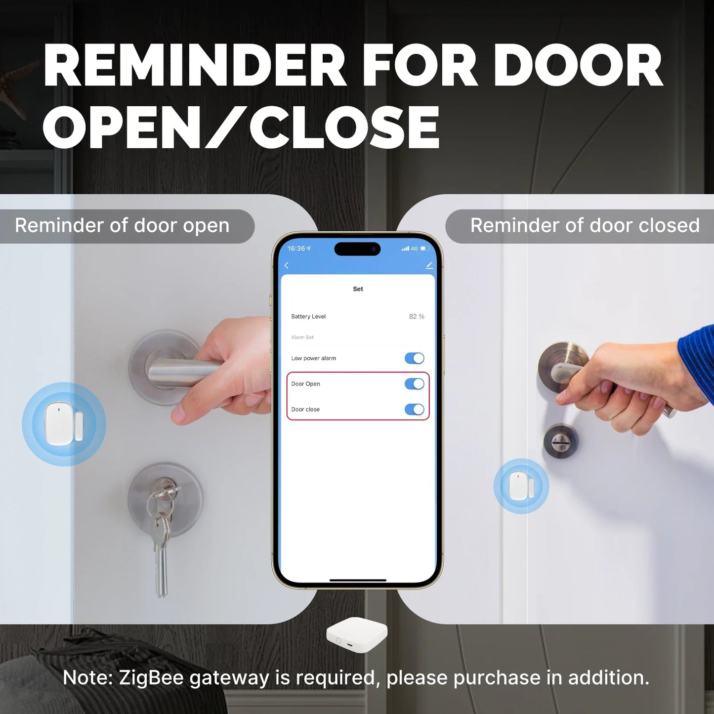 MOES Tuya ZigBee Smart Window & Door Sensor – Home Security Alarm with Remote Control via Smart Life App