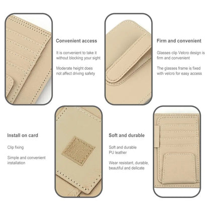 Car Sun Visor Organizer – Multi-Pocket Sunglasses & Business Card Holder, Auto Interior Accessory