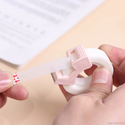 Transparent Small Tape 12mm with Cutting Tool - Adhesive, Writable, Invisible Correction Stationery