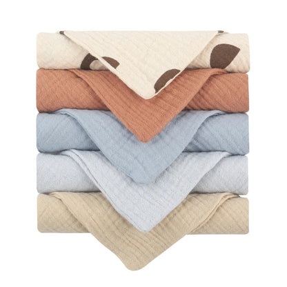 5PCS Baby Cotton Gauze Towels - Soft Absorbent Face Cloths for Bathing, Feeding & Daily Care