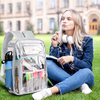 Clear PVC Backpack – Large Heavy Duty See-Through Bookbag with Reinforced Straps for School