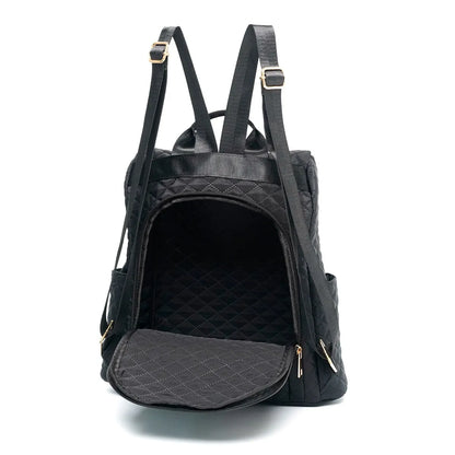 Women's Black Quilted Backpack - Waterproof, Durable Fashion Backpack with Anti-Theft Design