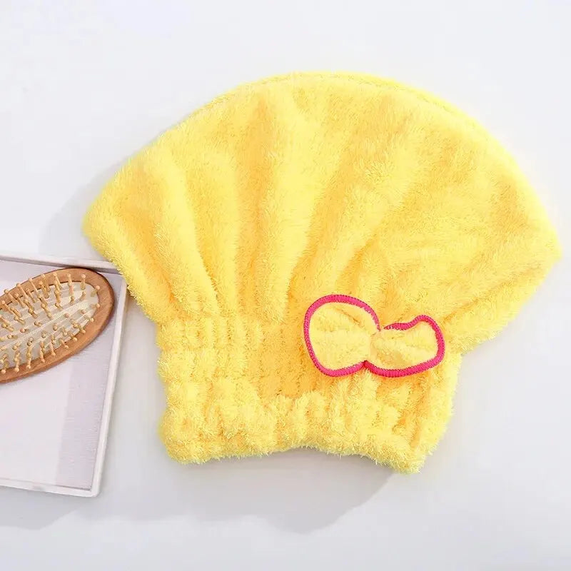 Microfibre Quick-Dry Hair Towel Wrap – Bowknot Bath Cap Bonnet for Women, Designer Bathroom Accessory