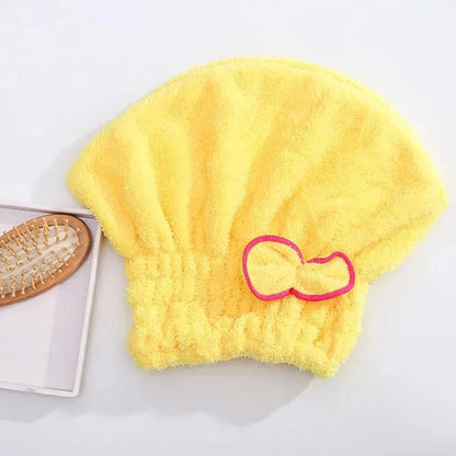 Microfibre Quick-Dry Hair Towel Wrap – Bowknot Bath Cap Bonnet for Women, Designer Bathroom Accessory