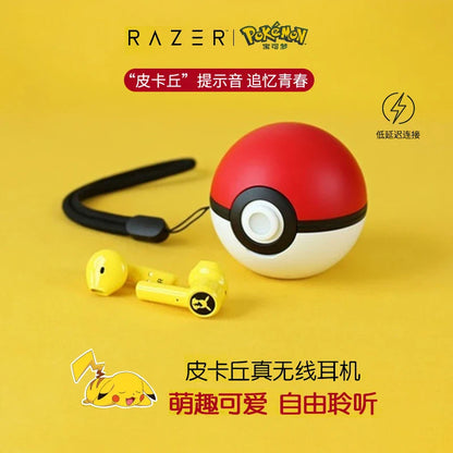Pokemon Pikachu Wireless Bluetooth 5.0 Earphones - Razer Sport Noise Reduction Headphones with Touch Control Microphone - Universal Gifts for Fans
