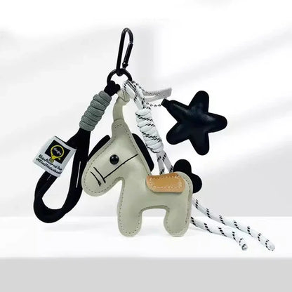 Pony Leather Keychain - Personalized Backpack Charm Car Key Holder Bag Pendant Purse Strap Decoration Gift