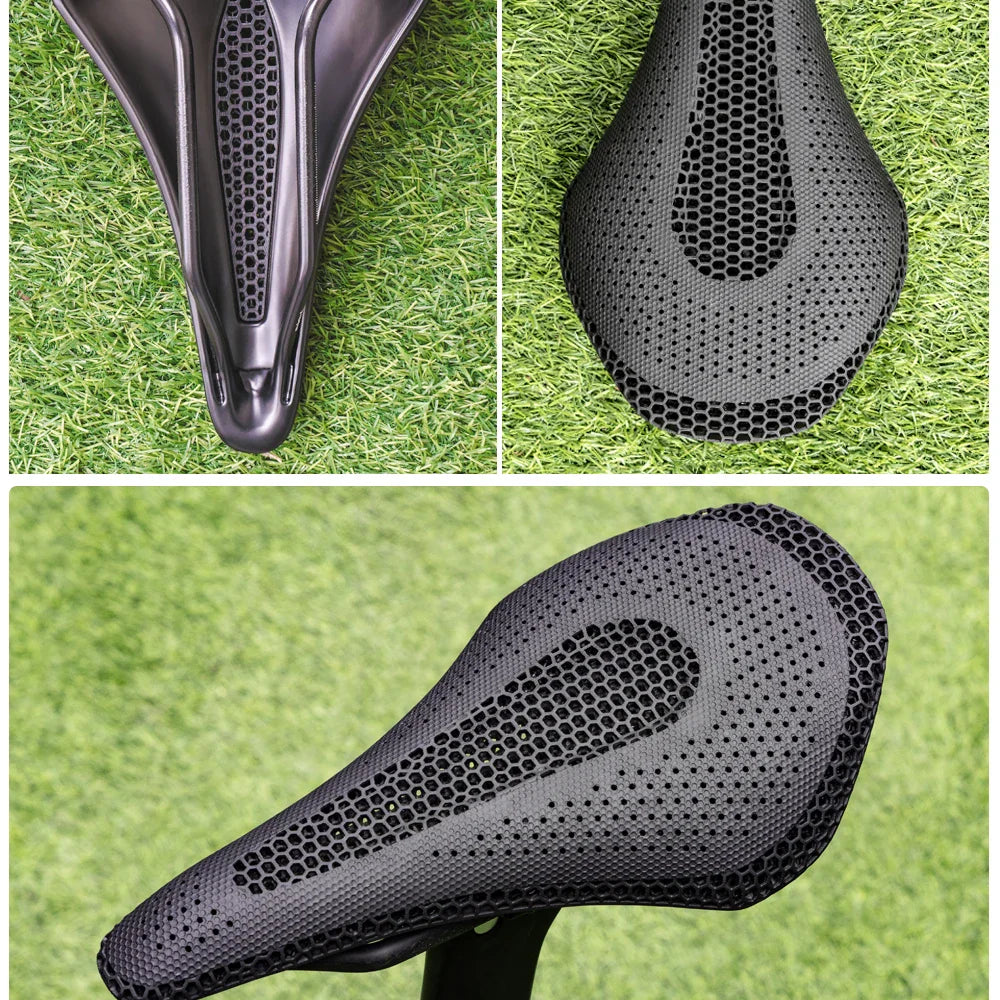 RYET Ultra Full Carbon 3D Printed Bike Saddle — 145mm Lightweight MTB Seat with High Modulus Carbon Fiber Base