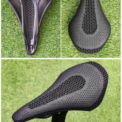RYET Ultra Full Carbon 3D Printed Bike Saddle — 145mm Lightweight MTB Seat with High Modulus Carbon Fiber Base