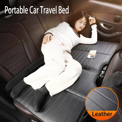 Foldable Car Travel Bed for Rear Seat – Wear-Resistant PU Sleeping Pad Mattress for SUV & Sedan Trips