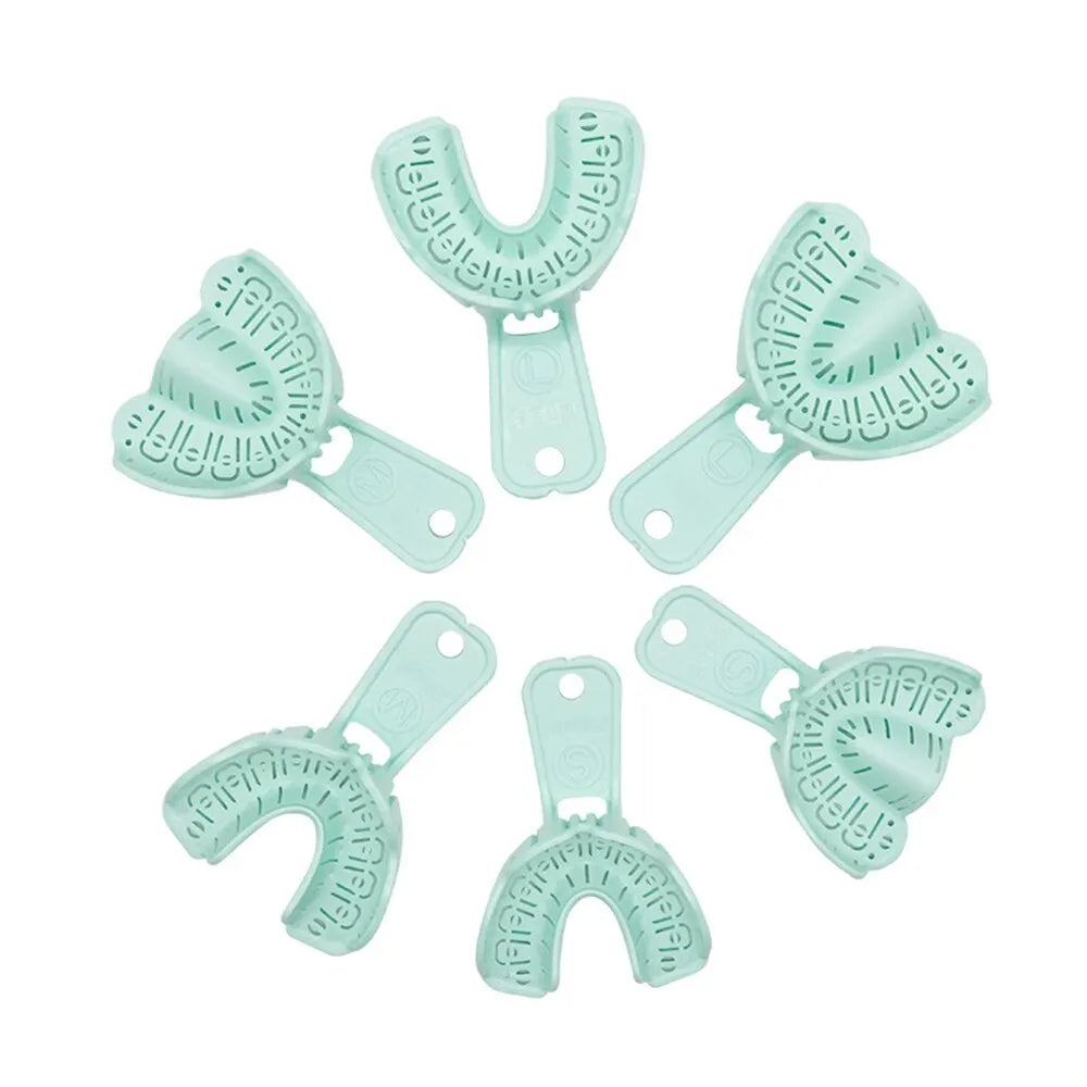 Denspay 6Pcs Dental Impression Tray Set – S/M/L Full Mouth & Partial Mold Trays, Easy Fold Plastic Design
