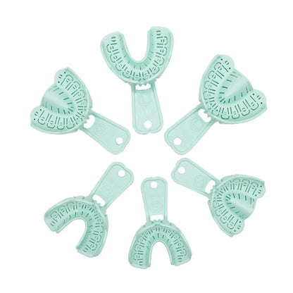 Denspay 6Pcs Dental Impression Tray Set – S/M/L Full Mouth & Partial Mold Trays, Easy Fold Plastic Design