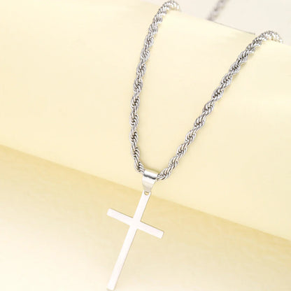 New Stainless Steel Gold Cross Pendant Necklace - Minimalist Jewelry for Men and Women - 2024 Choker Gift