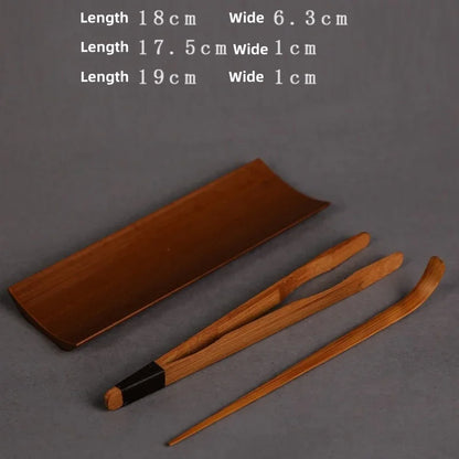3/4/5Pcs Carbonized Bamboo Tea Set – Tea Clip, Teaspoon & Needle Pliers for Tea Ceremony