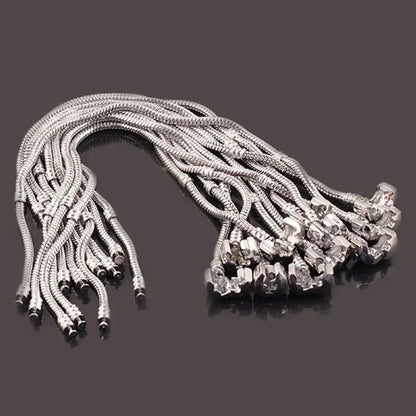 925 Sterling Silver Snake Bone Charm Bracelet – Fine Jewelry Bangle for Women & Men, Party & DIY Accessories