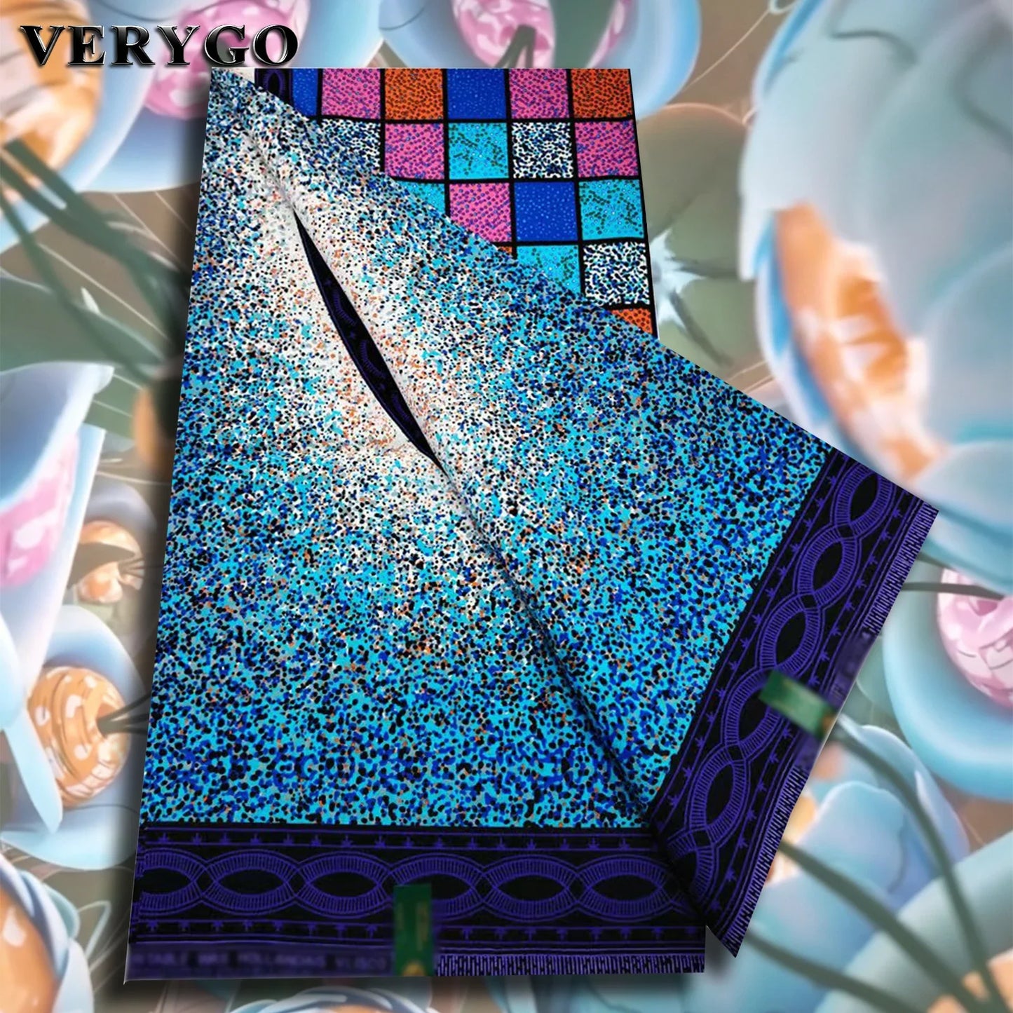Hollandais African Wax Fabric - 6 Yards 100% Cotton Ankara Fabric for Nigerian Wedding & Bridal Dresses