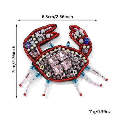 3D Marine Animal Patches - Handmade Beaded Seahorse Starfish Crab DIY Sewing Accessories for Clothing Decor