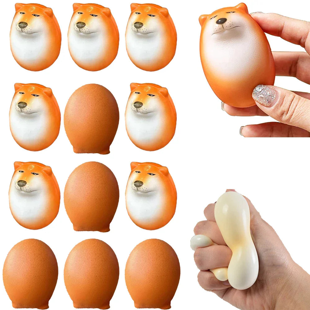 Cartoon Shiba Inu Egg Squishy Toy – Stress Relief Mochi Figure for Kids & Adults