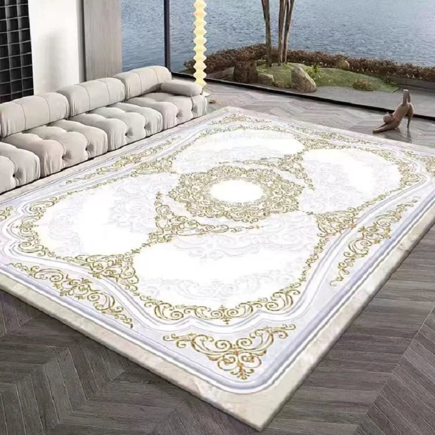 French Retro Persian Crystal Velvet Rug - Non-Slip Large Area Carpet for Living Room, Bedroom & Sofa
