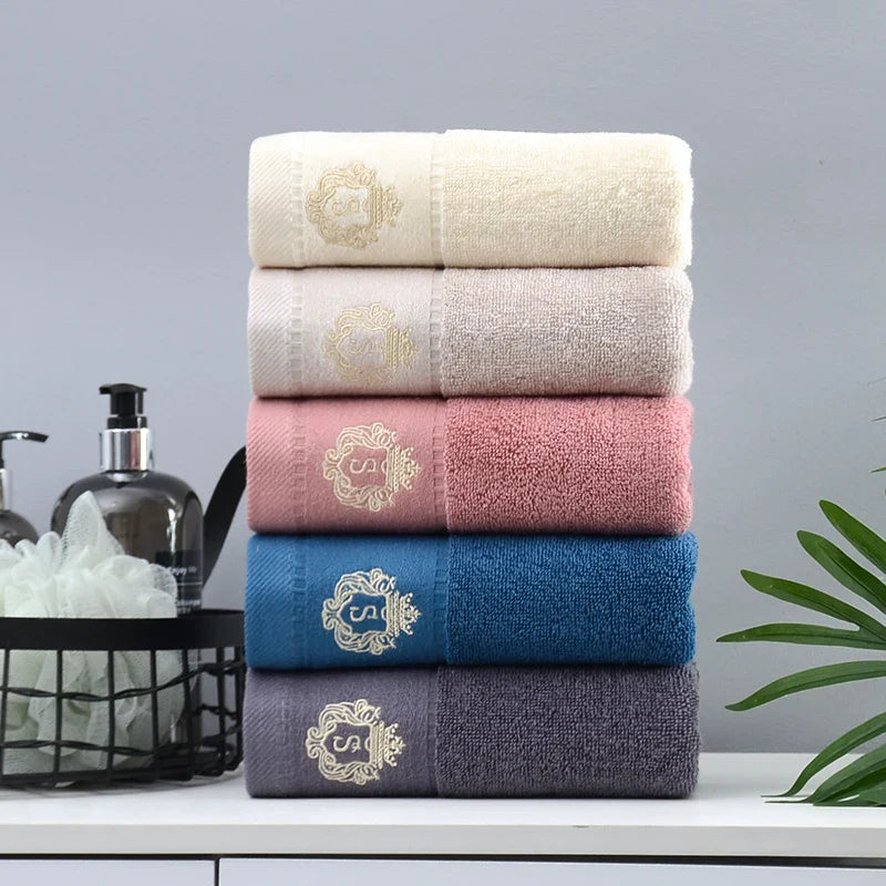 1/5/10PCS Cotton Towels Set – Hand Face Bath Towels 35x75cm & 70x140cm Soft Absorbent Sports Gift Towels Blue White
