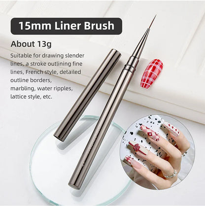 Nail Art Liner Brushes for Striping & Drawing – 6 to 25mm Design Pens, Professional Manicure Tools