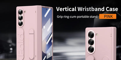 Original Silicone Grip Phone Case for Samsung Galaxy Z Fold 4-7 – Stand & Hinge Protective Cover with Glass Film