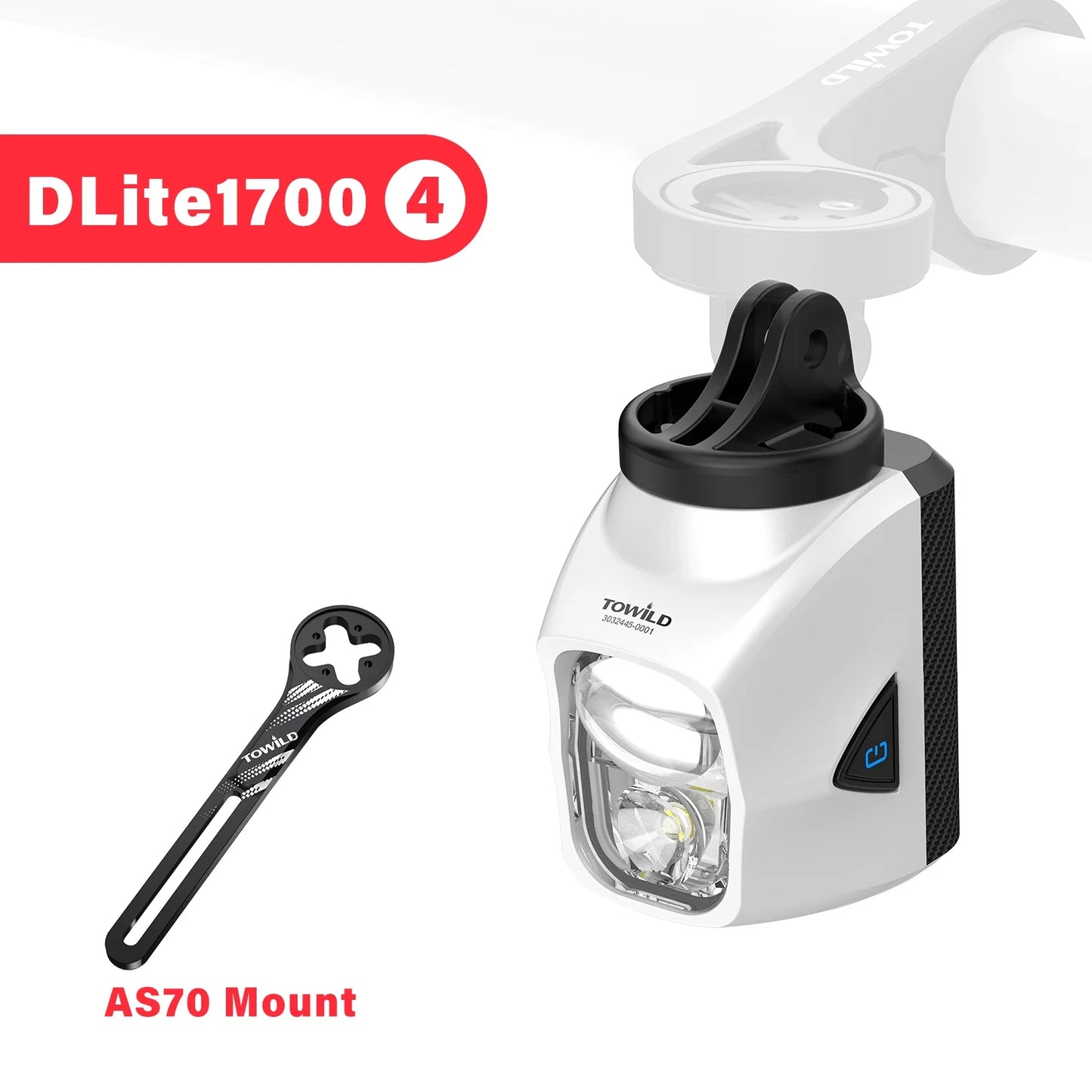 TOWILD DL1700 LED Bicycle Light – 1900LM Rechargeable Front Light with Focus & Flood Beam, Power Bank Function
