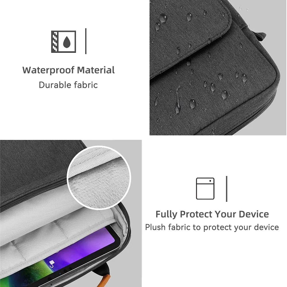 Waterproof Laptop Handbag Cover for MacBook Air and Pro - Multi-Pocket Notebook Bag for 9 to 13 Inch Tablets, 11-13 Inch