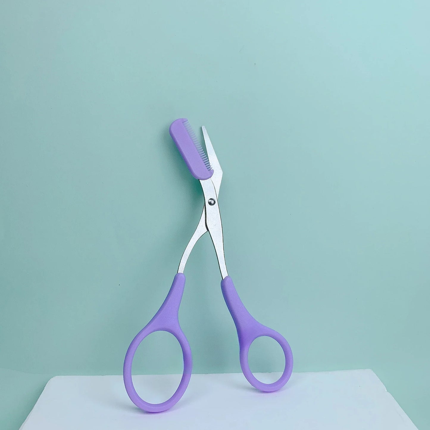 Pink Eyebrow Trimming Scissors with Comb – Stainless Steel Precision Grooming Tool