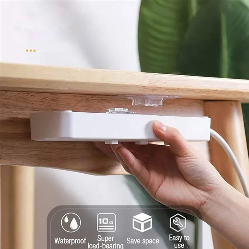Double-Sided Adhesive Wall Hooks — Strong Transparent Suction Cup Hangers for Kitchen & Bathroom Storage, Plug & Socket Holders