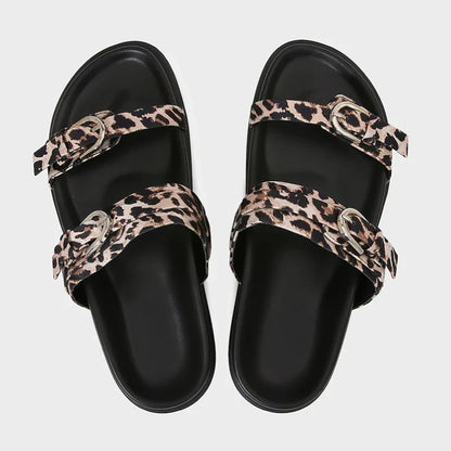 Women’s 2025 Summer Platform Sandals – Leopard Print Open Toe Beach Shoes Casual Plus Size Fashion Footwear