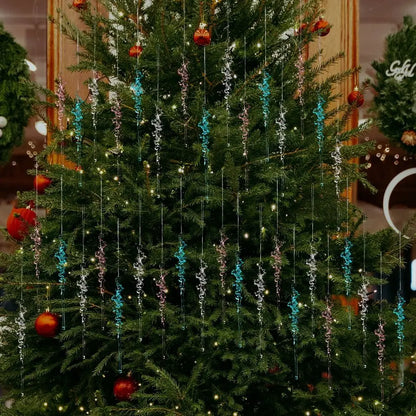 12pcs Transparent Christmas Hanging Pendants – Snow, Star & Acrylic Holiday Decorations