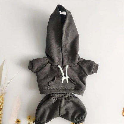 Ropa Labubu Clothes Set for 15/17cm V1/V2 Plush Dolls – Hooded Sweatshirt & Pants | Doll Outfit Accessories & Kid Toy Gift