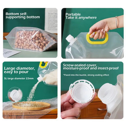 1/3/5pcs Sealed Storage Bags - Transparent, Thickened, Moisture and Insect-Proof Food-Grade Bags for Rice and Grains Packaging