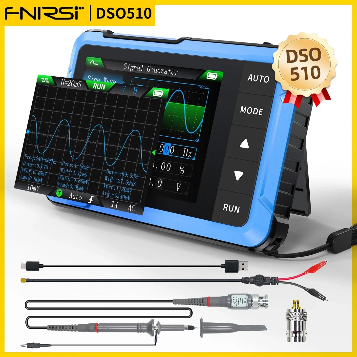 FNIRSI DSO510 DSO152 DSO153 Mini Handheld Digital Oscilloscope | 2-in-1, 48MS/s, 10MHz Bandwidth for Electronic Repair