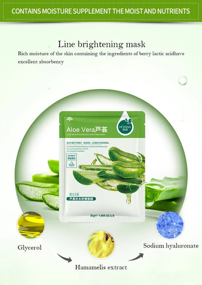30pcs Natural Plant Facial Masks, Moisturizing & Oil Control, Anti-Aging Aloe Fruit Korean Sheet Masks for Skin Care